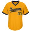 Custom Gold Hunter Green-Navy Authentic Throwback Rib-Knit Baseball Jersey Shirt