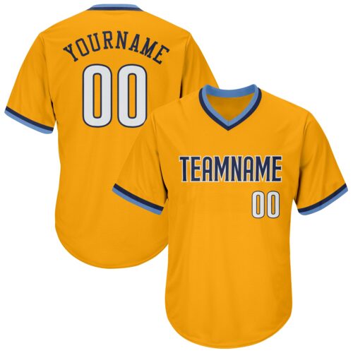 gold_0060 Custom Gold White-Navy Authentic Throwback Rib-Knit Baseball Jersey Shirt