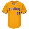 Custom Gold Purple-White Authentic Throwback Rib-Knit Baseball Jersey Shirt