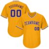 Custom Gold Purple-White Authentic Throwback Rib-Knit Baseball Jersey Shirt