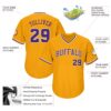 Custom Gold Purple-White Authentic Throwback Rib-Knit Baseball Jersey Shirt