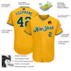 Custom Gold Green-White Authentic Baseball Jersey