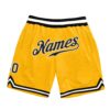 Custom Gold Black-White Authentic Throwback Basketball Shorts