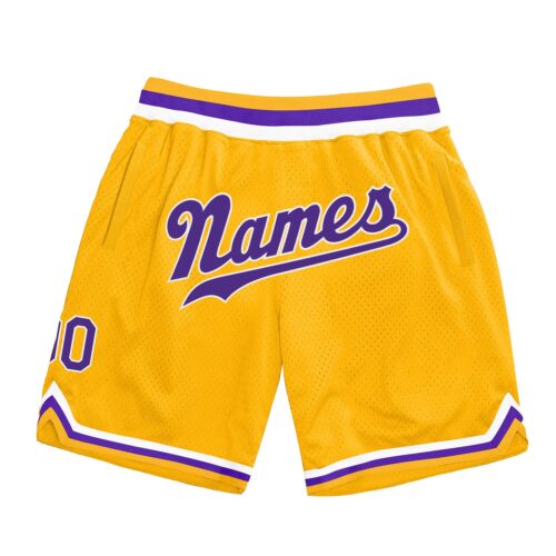 gold_0070_ffb10be1-53c9-45f9-b48e-82aaa6313fed Custom Gold Purple-White Authentic Throwback Basketball Shorts