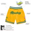 Custom Gold Kelly Green-White Authentic Throwback Basketball Shorts