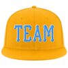 Custom Gold Powder Blue-White Stitched Adjustable Snapback Hat