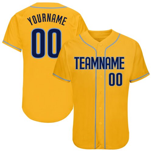 gold_0105 Custom Gold Navy-Light Blue Authentic Baseball Jersey