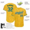 Custom Yellow Black Pinstripe Kelly Green-White Authentic Baseball Jersey