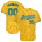Custom Yellow Black Pinstripe Kelly Green-White Authentic Baseball Jersey