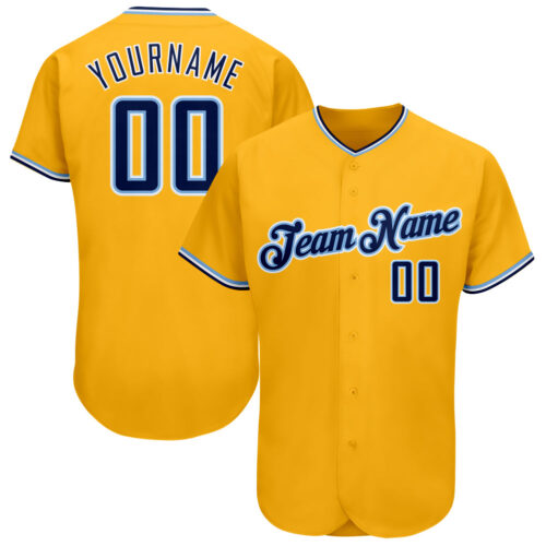 gold_0121 Custom Gold Navy-Light Blue Authentic Baseball Jersey