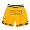 Custom Gold Gold-Navy Authentic Throwback Basketball Shorts