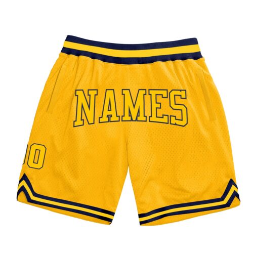 gold_0129 Custom Gold Gold-Navy Authentic Throwback Basketball Shorts