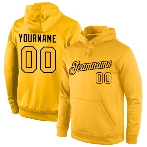 gold_0130 Custom Stitched Gold Gold-Black Sports Pullover Sweatshirt Hoodie