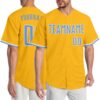 Custom Gold Light Blue-White Authentic Baseball Jersey