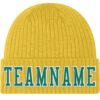 Custom Gold Kelly Green-White Stitched Cuffed Knit Hat