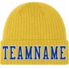 Custom Gold Royal-White Stitched Cuffed Knit Hat