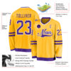 Custom Gold Purple-White Hockey Jersey