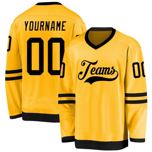 gold_0200 Custom Gold Black Hockey Jersey