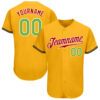 Custom Gold Neon Green-Red Authentic Baseball Jersey