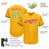 Custom Gold Neon Green-Red Authentic Baseball Jersey