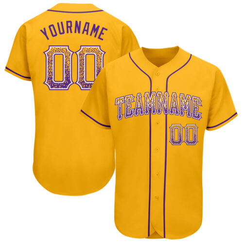 gold_0216 Custom Gold Purple-White Authentic Drift Fashion Baseball Jersey
