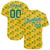 Custom Gold Kelly Green-White 3D Pattern Design Authentic St. Patrick's Day Baseball Jersey