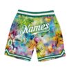 Custom Scratch Graffiti Pattern White-Kelly Green 3D Authentic Basketball Shorts