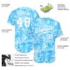 Custom Scratch Graffiti Pattern White-Light Blue 3D Authentic Baseball Jersey