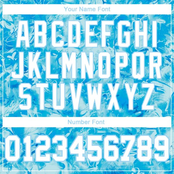 Custom Scratch Graffiti Pattern White-Light Blue 3D Authentic Baseball Jersey