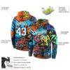 Custom Stitched Graffiti Pattern White-Aqua 3D Sports Pullover Sweatshirt Hoodie