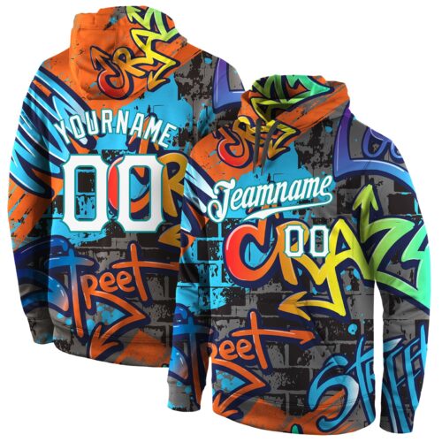 graffiti_pattern_0023_71608938-79f0-4b0f-b6b9-788a24795355 Custom Stitched Graffiti Pattern White-Aqua 3D Sports Pullover Sweatshirt Hoodie