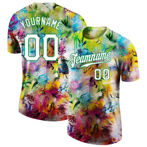 graffiti_pattern_0025_99b70944-1f85-42ea-ab70-8703da62c936 Custom Graffiti Pattern White-Kelly Green 3D Performance T-Shirt