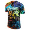 Custom Graffiti Pattern White-Aqua 3D Performance T-Shirt