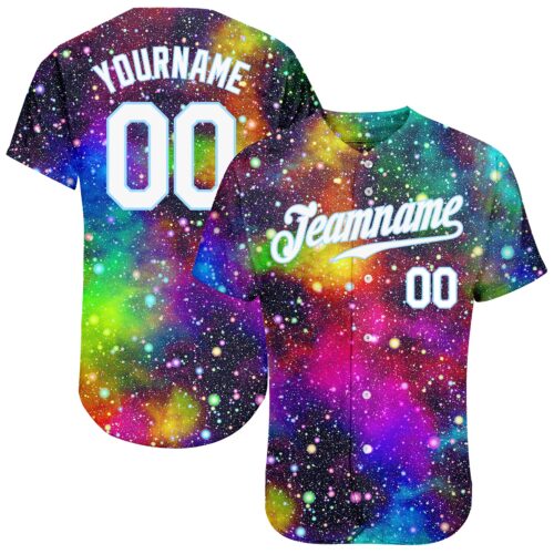 graffiti_pattern_0027 Custom Galactic White-Light Blue 3D Authentic Baseball Jersey
