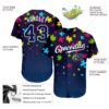 Custom Autism Supporter Awareness Puzzle Pieces Navy-White 3D Authentic Baseball Jersey