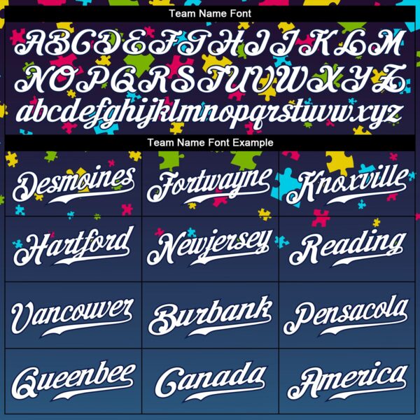 Custom Autism Supporter Awareness Puzzle Pieces Navy-White 3D Authentic Baseball Jersey