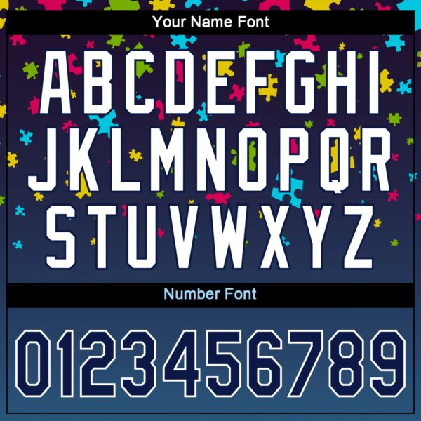 Custom Autism Supporter Awareness Puzzle Pieces Navy-White 3D Authentic Baseball Jersey