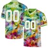 Custom Graffiti Pattern White-Neon Green 3D Authentic Throwback Football Jersey