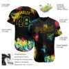 Custom Graffiti Pattern Black-Gold 3D Authentic Baseball Jersey