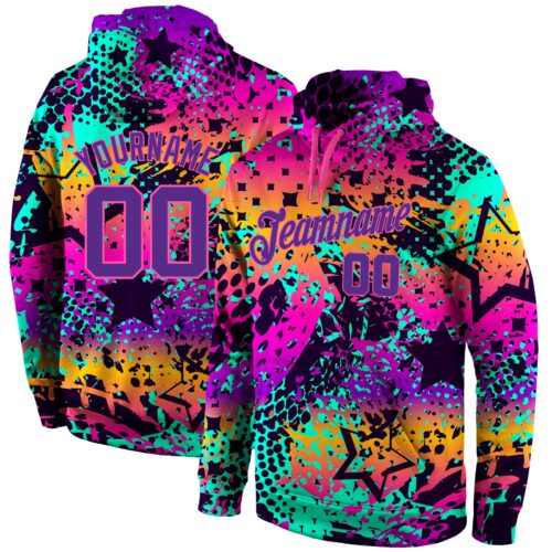 graffiti_pattern_0062 Custom Stitched Graffiti Pattern Purple-Pink 3D Sports Pullover Sweatshirt Hoodie