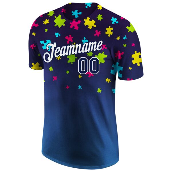 Custom Autism Supporter Awareness Puzzle Pieces Navy-White 3D Performance T-Shirt