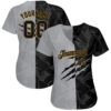 Custom Graffiti Pattern Black-Old Gold 3D Authentic Baseball Jersey