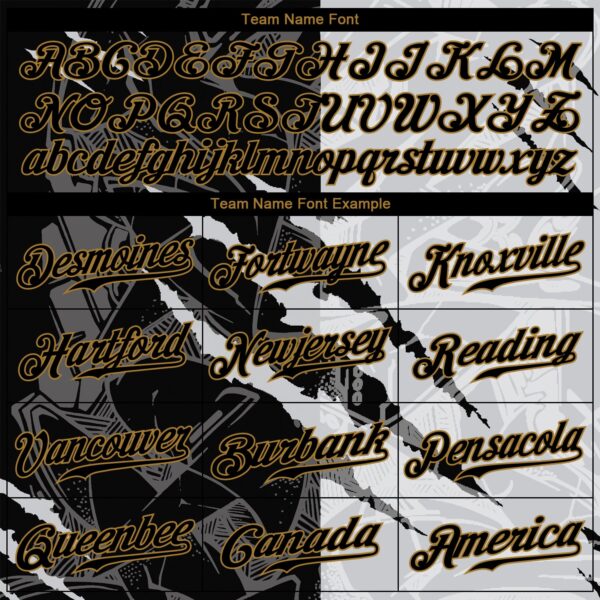 Custom Graffiti Pattern Black-Old Gold 3D Authentic Baseball Jersey