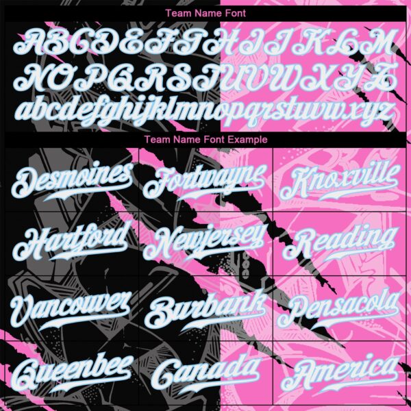 Custom Graffiti Pattern White-Light Blue 3D Authentic Baseball Jersey