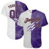 Custom Graffiti Pattern Purple-Old Gold 3D Authentic Baseball Jersey