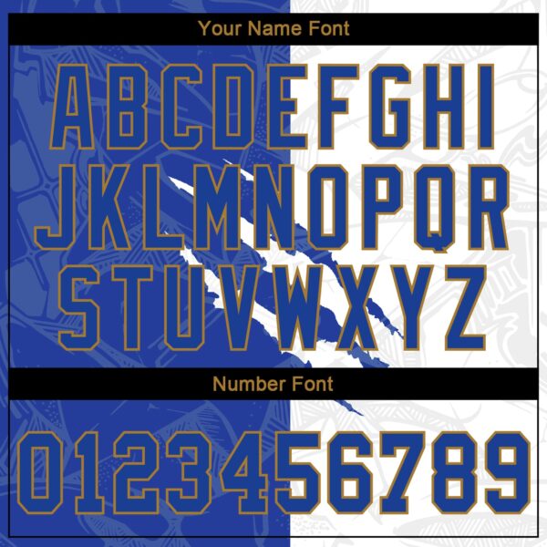 Custom Graffiti Pattern Royal-Old Gold 3D Authentic Baseball Jersey