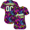 Custom Graffiti Pattern White-Neon Green 3D Authentic Baseball Jersey