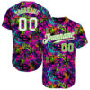 Custom Graffiti Pattern White-Neon Green 3D Authentic Baseball Jersey