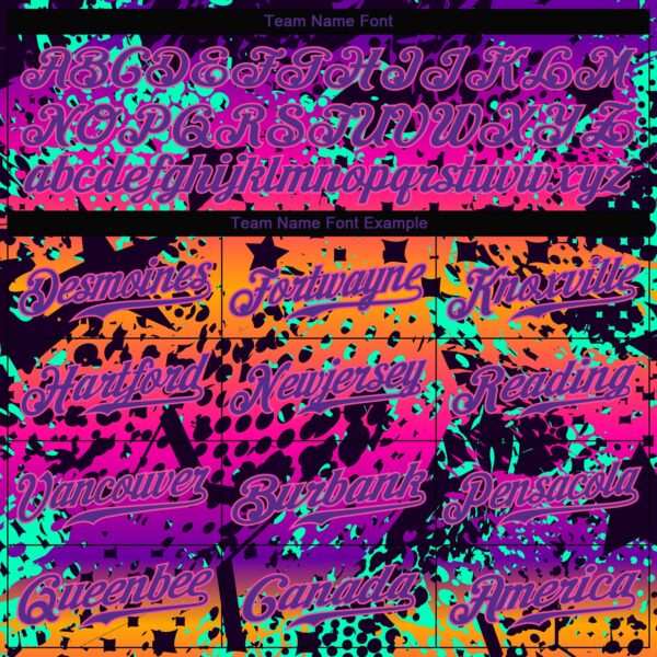 Custom Graffiti Pattern Purple-Pink 3D Authentic Baseball Jersey