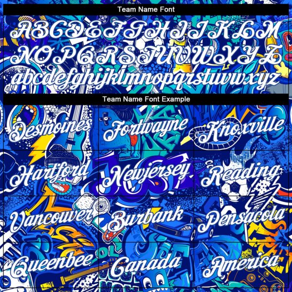 Custom Graffiti Pattern White-Royal 3D Performance T-Shirt